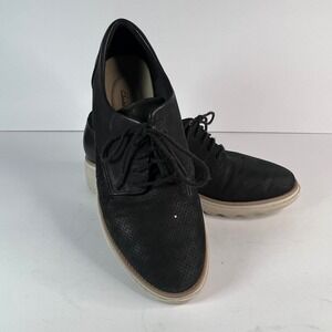 Clark's Women's Black Perforated‎ Oxford Platform Wedge Shoes US 7 C1Z Preppy